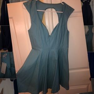 Blue Fit+Flare Dress